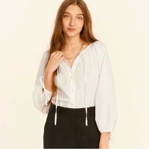 NWT J.Crew Tie Sleeve Button Front Cotton Poplin Top
